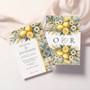 Mediterranean  Tile flower Italian Positano Lemon  Invitation