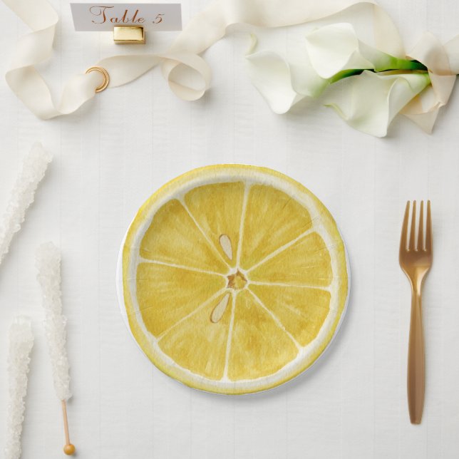 Mediterranean Tile flower Italian Positano Lemon Paper Plate (Wedding)