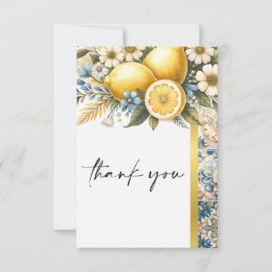 Mediterranean  Tile flower Italian Positano Lemon  Thank You Card