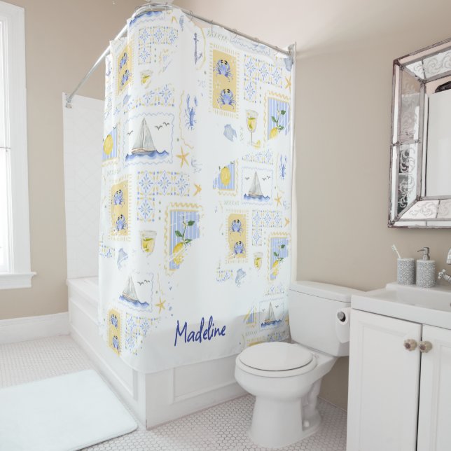 Mediterranean Tile Lemon Coastal Monogram Name (In Situ)
