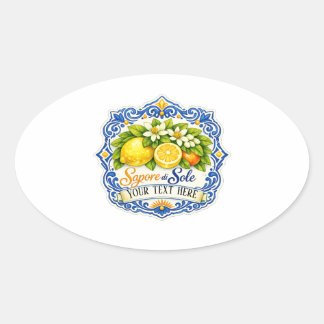 Mediterranean Tile Lemon – Watercolor Art with Nam Oval Sticker