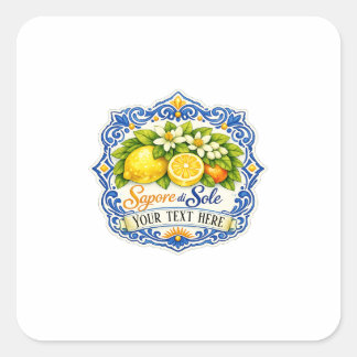 Mediterranean Tile Lemon – Watercolor Art with Nam Square Sticker