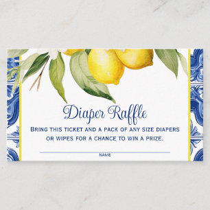 Mediterranean Tile Lemons Diaper Raffle Enclosure Card