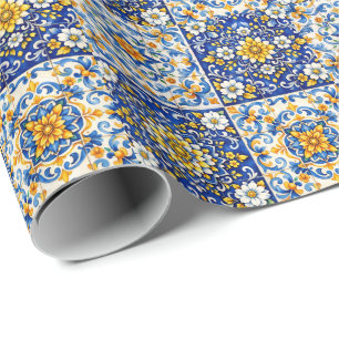 Mediterranean Tile Party Wrap  Wrapping Paper