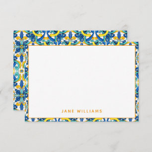 Mediterranean Tile Pattern Personalized Card