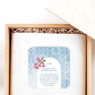 Mediterranean tile pattern square sticker