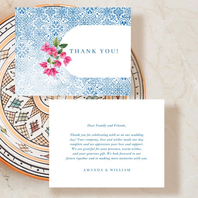 Mediterranean tile pattern Thank you Place Card (Creator Uploaded)