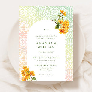 Mediterranean tile pattern Wedding Invitation