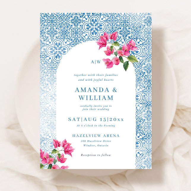 Mediterranean tile pattern Wedding Invitation (Creator Uploaded)