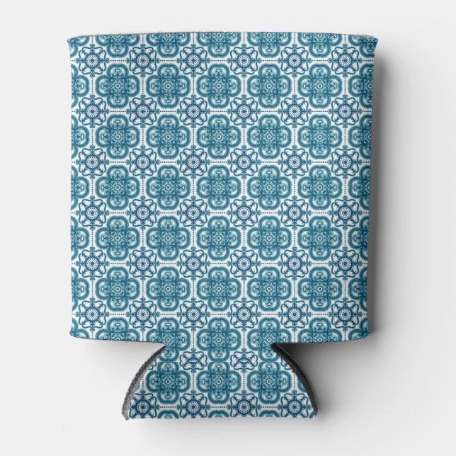 MEDITERRANEAN TILE - teal Can Cooler (Front)