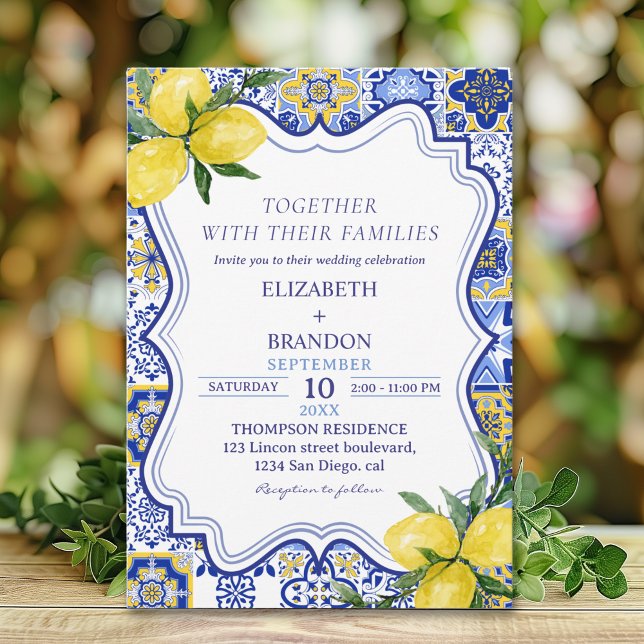 Mediterranean Tile Wedding with Lemons  Invitation (Creator Uploaded)