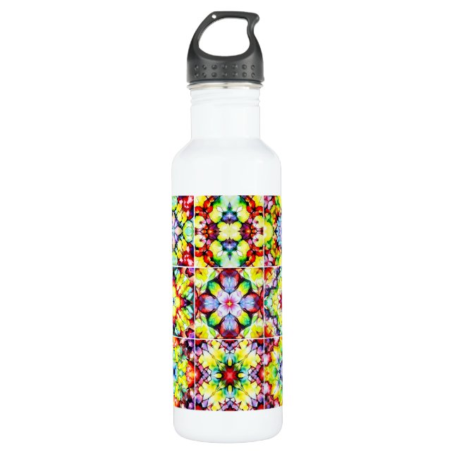 Mediterranean Tiles, Alcohol Ink Tiles, Majolica 710 Ml Water Bottle (Front)