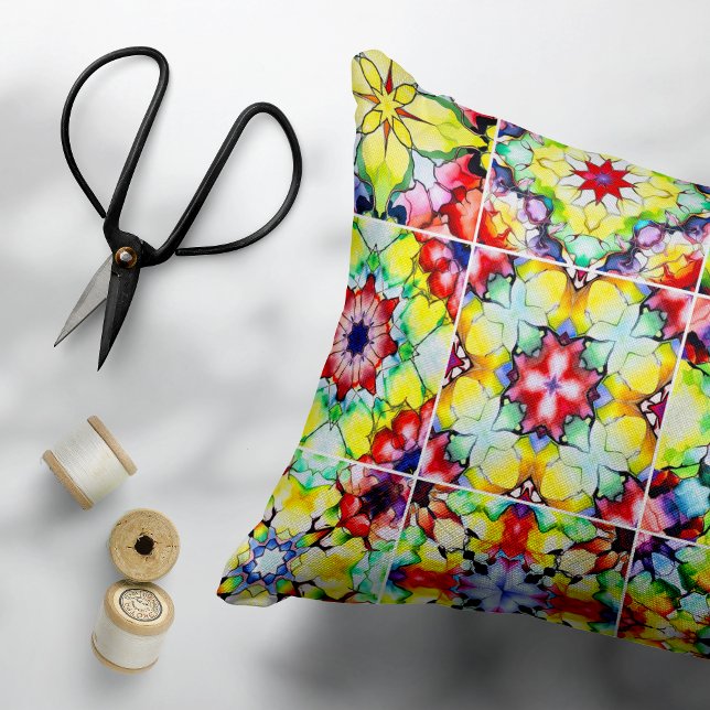 Mediterranean Tiles, Alcohol Ink Tiles, Majolica Accent Pillow (Creator Uploaded)