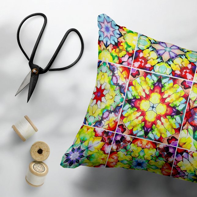 Mediterranean Tiles, Alcohol Ink Tiles, Majolica Accent Pillow (Creator Uploaded)