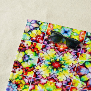 Mediterranean Tiles, Alcohol Ink Tiles, Majolica Beach Towel