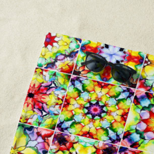 Mediterranean Tiles, Alcohol Ink Tiles, Majolica Beach Towel
