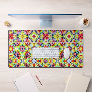 Mediterranean Tiles, Alcohol Ink Tiles, Majolica Desk Mat