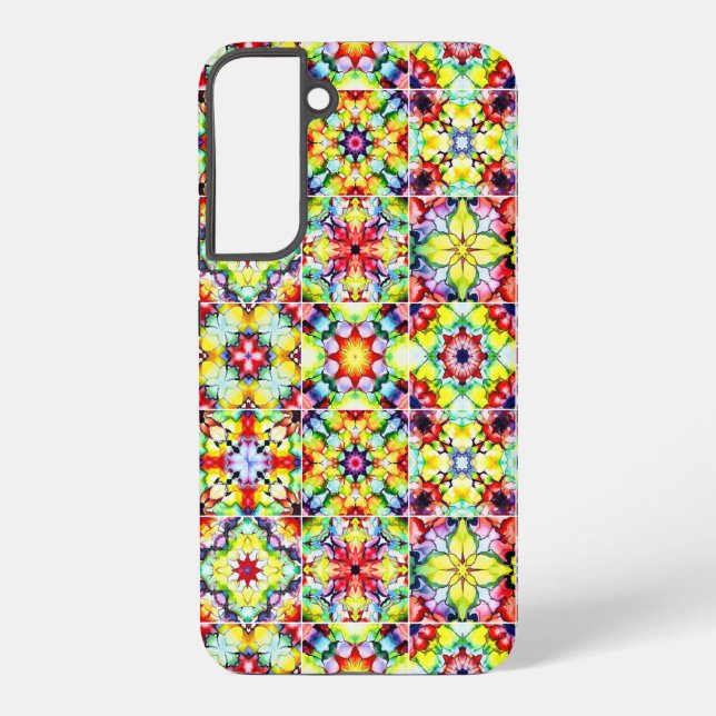 Mediterranean Tiles, Alcohol Ink Tiles, Majolica Samsung Galaxy S22+ Case (Back)