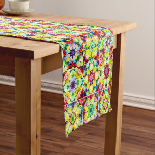 Mediterranean Tiles, Alcohol Ink Tiles, Majolica Short Table Runner