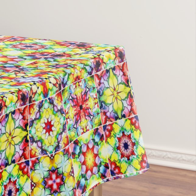 Mediterranean Tiles, Alcohol Ink Tiles, Majolica Tablecloth (In Situ)