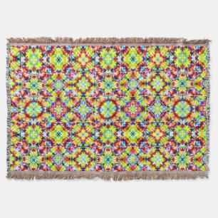 Mediterranean Tiles, Alcohol Ink Tiles, Majolica Throw Blanket