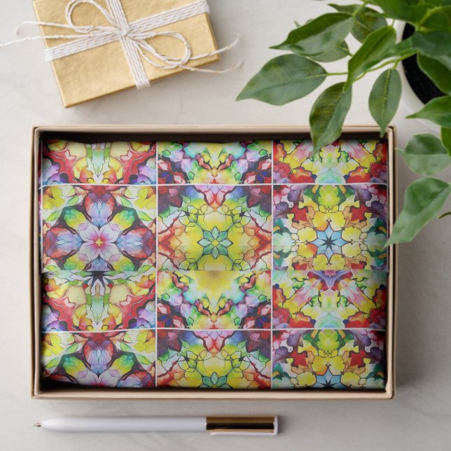Mediterranean Tiles, Alcohol Ink Tiles, Majolica Tissue Paper (Gift)