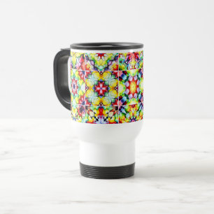 Mediterranean Tiles, Alcohol Ink Tiles, Majolica Travel Mug