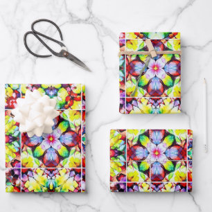 Mediterranean Tiles, Alcohol Ink Tiles, Majolica Wrapping Paper Sheet