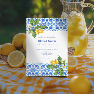 Mediterranean tiles and lemons wedding Invitation
