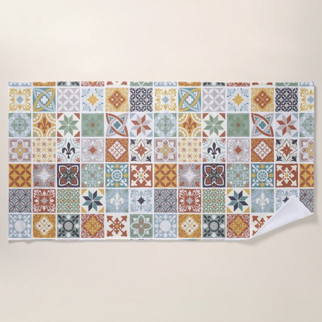 Mediterranean Tiles Beach Towel (Front)