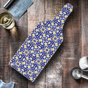 Mediterranean Tiles Blue & Yellow Pattern Cutting Board