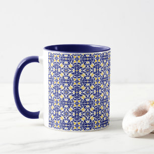 Mediterranean Tiles Blue & Yellow Pattern Mug