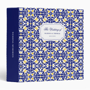 Mediterranean Tiles Blue & Yellow Wedding Album Binder