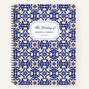 Mediterranean Tiles Blue & Yellow Wedding Planner Notebook