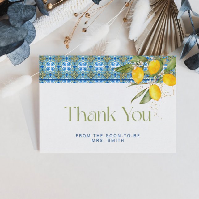 Mediterranean Tiles Bridal Shower Thank You Card (Creator Uploaded)