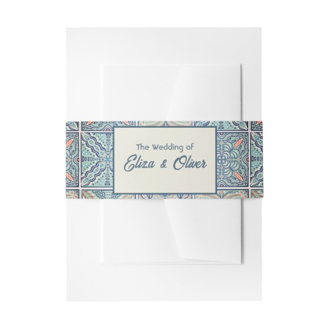 Mediterranean tiles - Envelope Invitation Belly Band (Front Example)