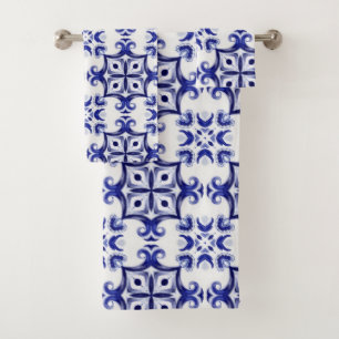 Mediterranean tiles,majolica,Sicilian, Bath Towel Set