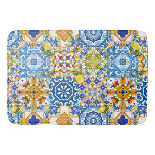 Mediterranean tiles, majolica,Sicilian style      Bath Mat