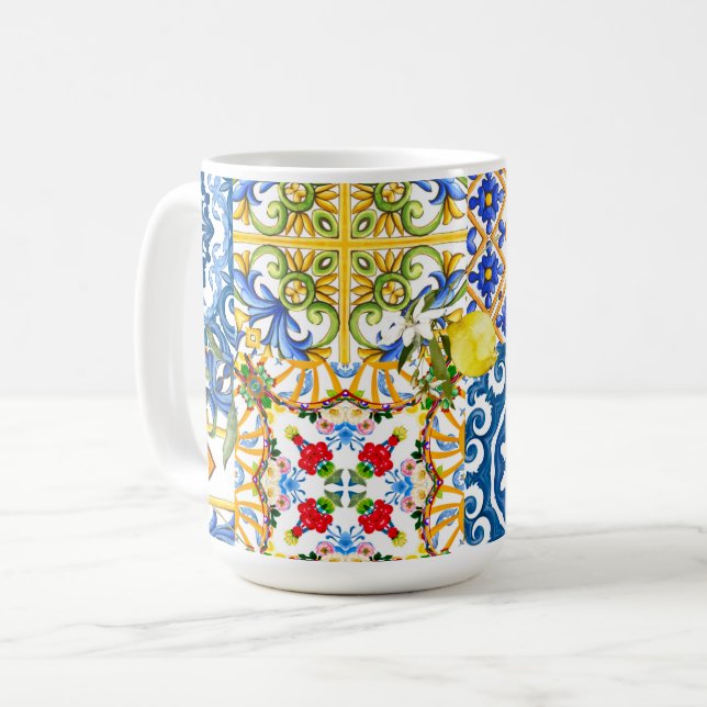 Mediterranean tiles, majolica,Sicilian style      Coffee Mug (Front Left)