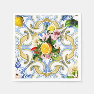 Mediterranean tiles, majolica,Sicilian style Napkin