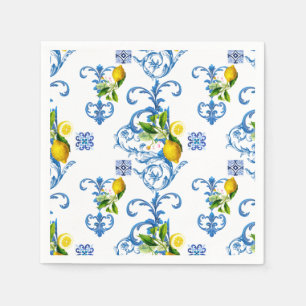 Mediterranean tiles, majolica,Sicilian style Napkin