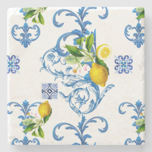 Mediterranean tiles, majolica,Sicilian style Stone Coaster