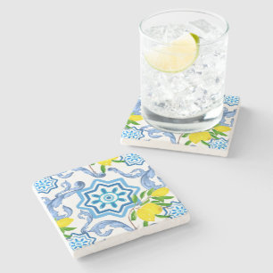 Mediterranean tiles,majolica, Sicilian style Stone Coaster