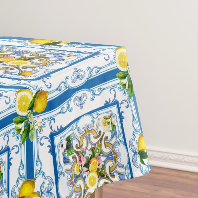 Mediterranean tiles, majolica,Sicilian style     Tablecloth (In Situ)