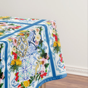 Mediterranean tiles, majolica,Sicilian style     Tablecloth