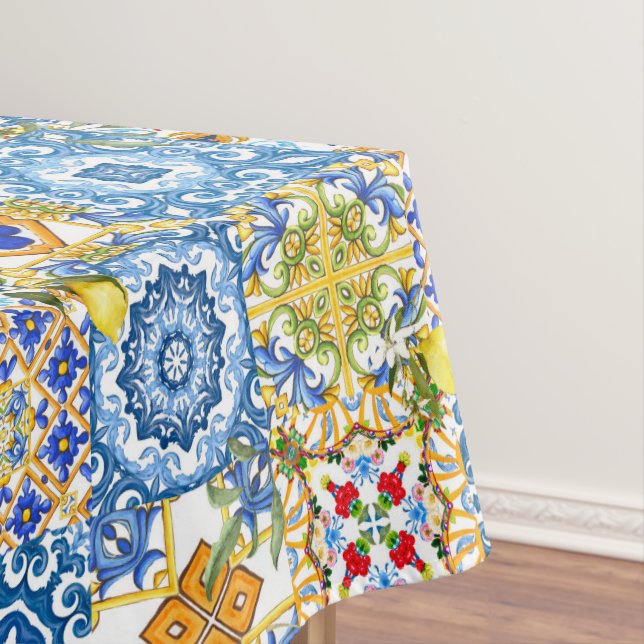 Mediterranean tiles, majolica,Sicilian style      Tablecloth (In Situ)