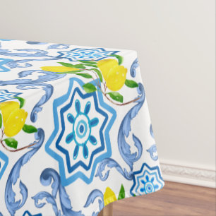 Mediterranean tiles,majolica, Sicilian style Tablecloth
