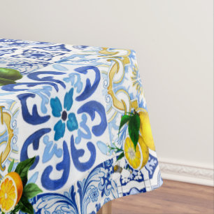 Mediterranean tiles, majolica,Sicilian style    Tablecloth