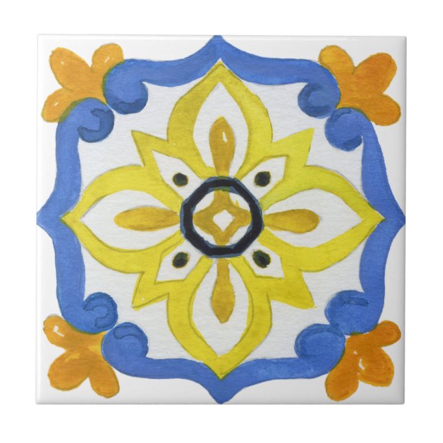Mediterranean tiles, majolica,Sicilian style   Tile (Front)