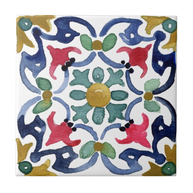 Mediterranean tiles,majolica, Sicilian style   Tile (Front)